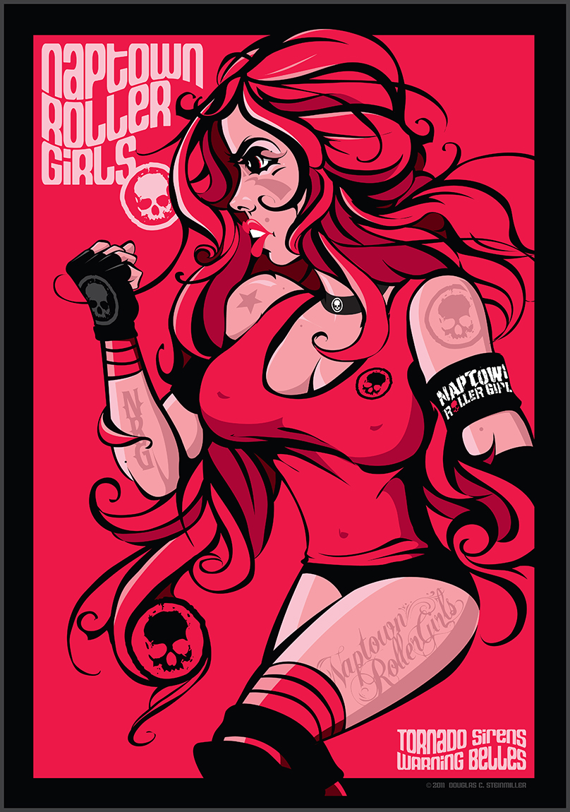 NRG Naptown Naptown Roller Girls Roller Derby poster digital illustration vector art girls Skating