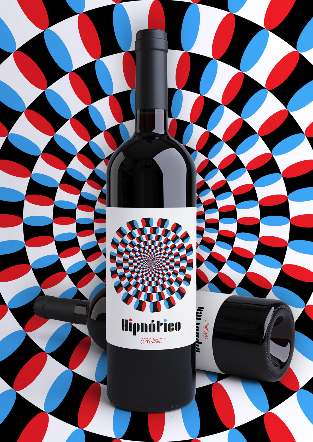 colourful branding ely zanni Hipnotico hypnotic nomad unicorn optical art packaging design wine branding Wine label Design wine logotype