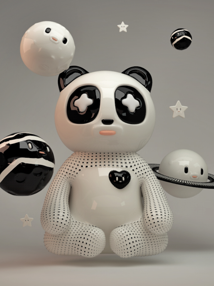 Panda  mr.kat kawaii Character animal Nature cute black White Extinction universe Planets star meditation Yoga