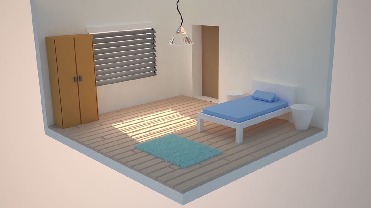 3ds max vray Isometric standard bedroom