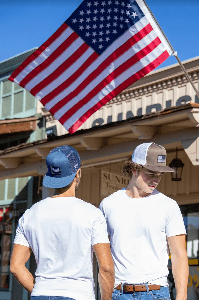 american flag conservative hat mesh navy trucker hat