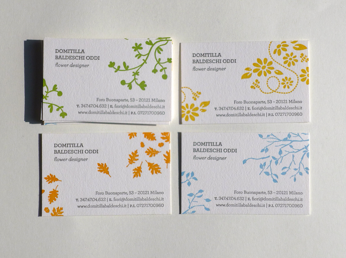 brand identity Flower designer letterpress business card