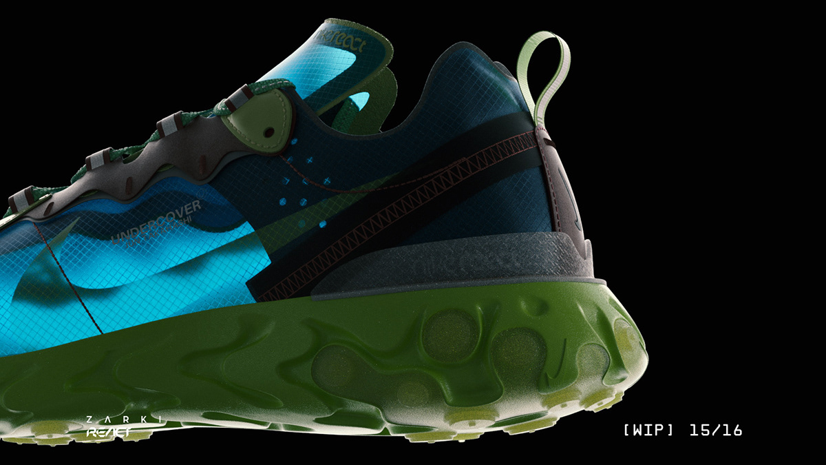 Nike footwear shoe industrial design  rendering product render Fashion  sneaker 3D Cyberpunk