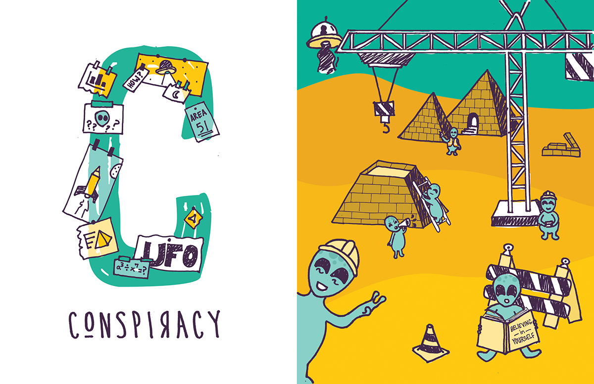 conspiracy alien UFO pyramids ILLUSTRATION 