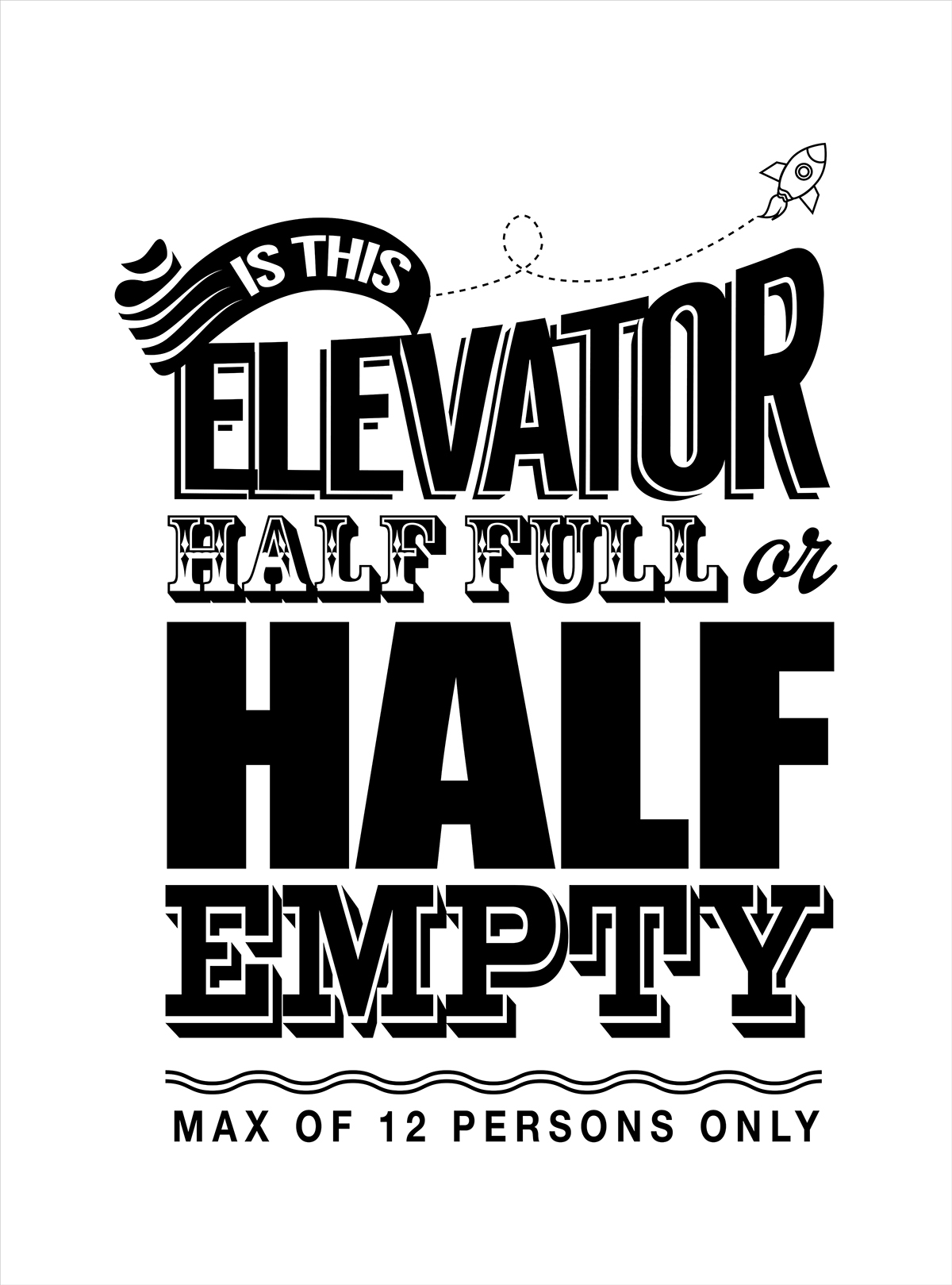 typo graphic design  ILLUSTRATION  elevator wall decals stickers