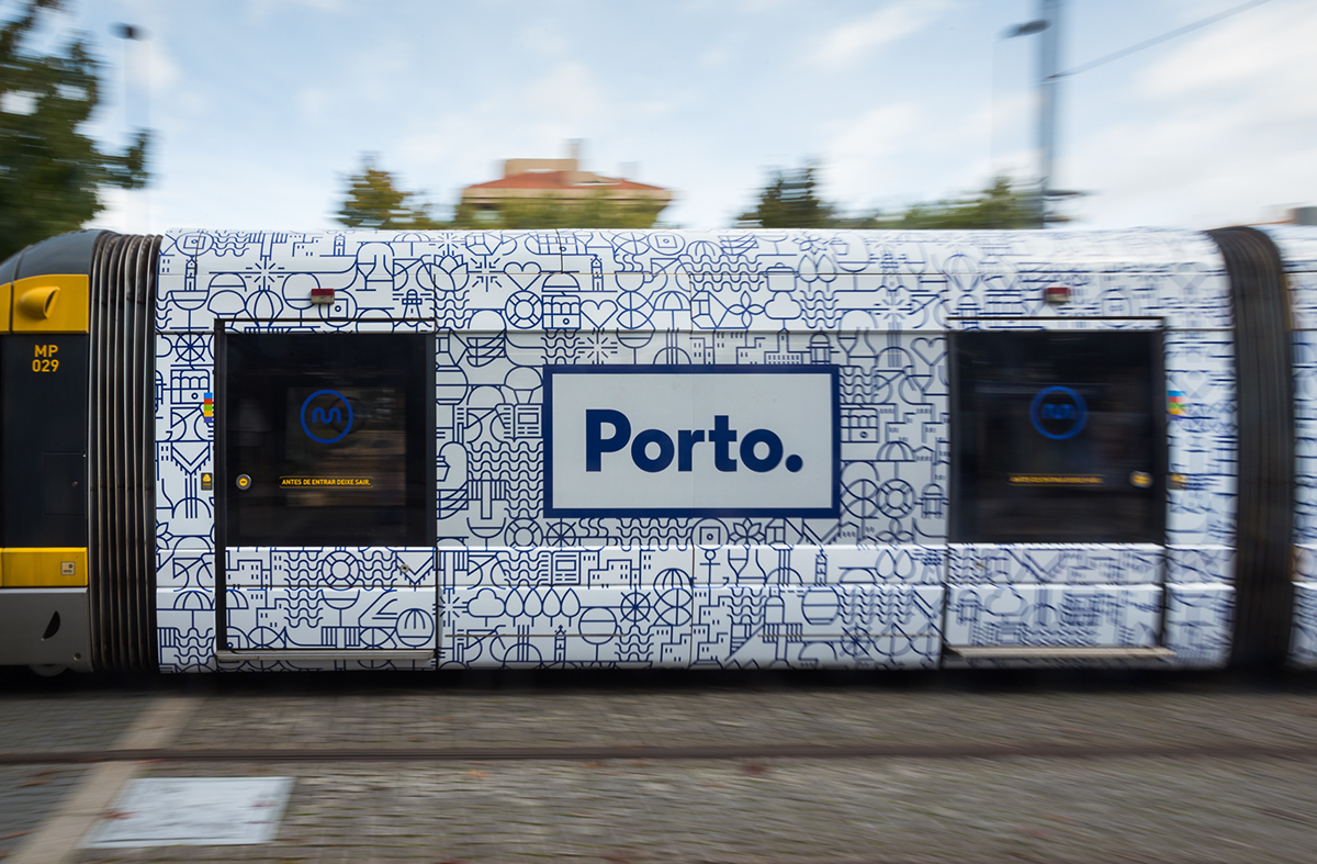 porto blue identity Portugal grid pictogram Icon city city hall modular dot tiles