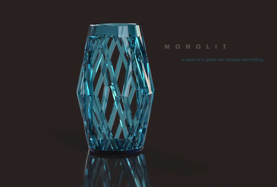 vaze fusion industrial design student Student work industrial design  product blue decor monolit Autodesk