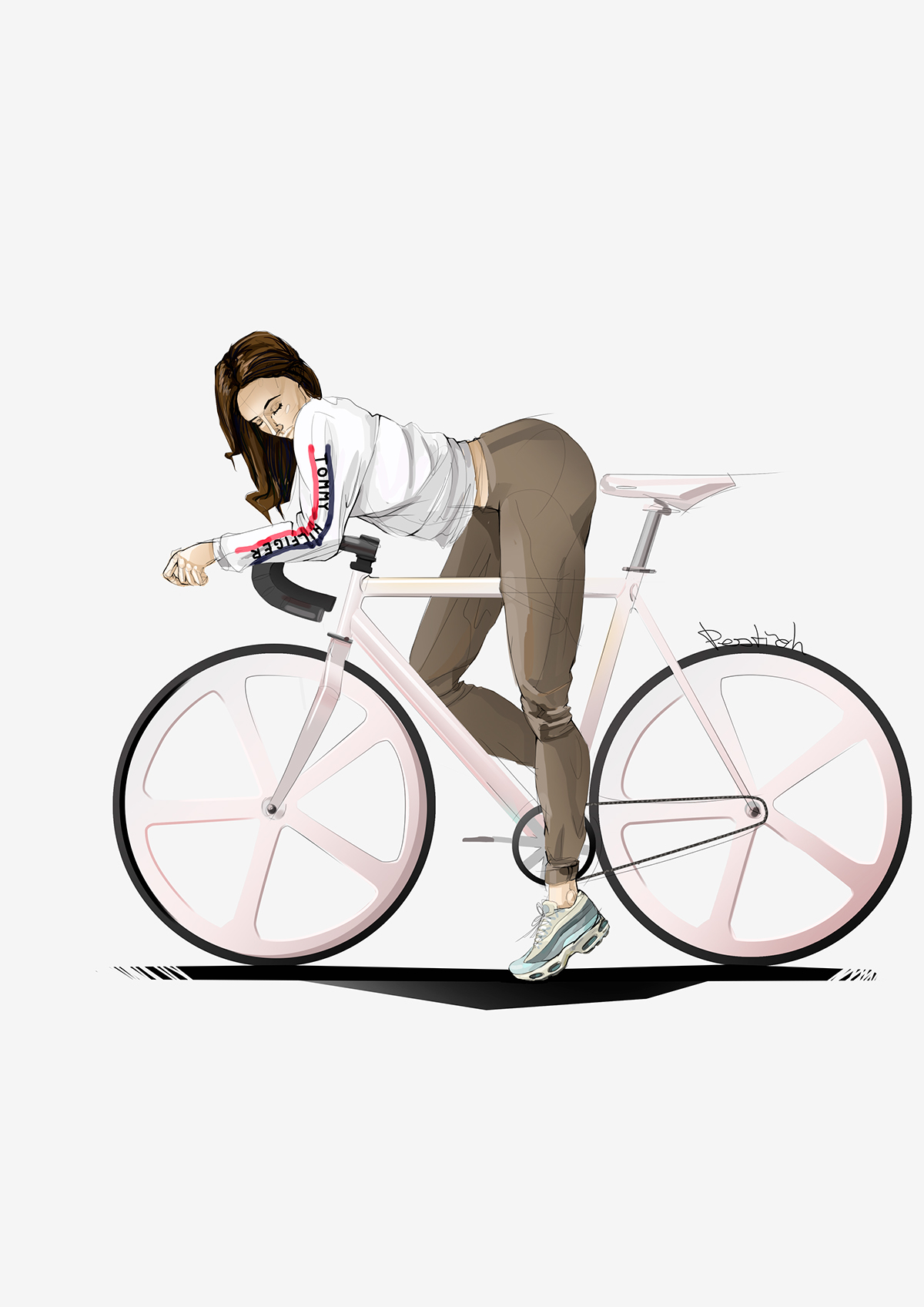 #illustration #photoshop #print fixed Bike #bicycle #Moscow #Poster #girl