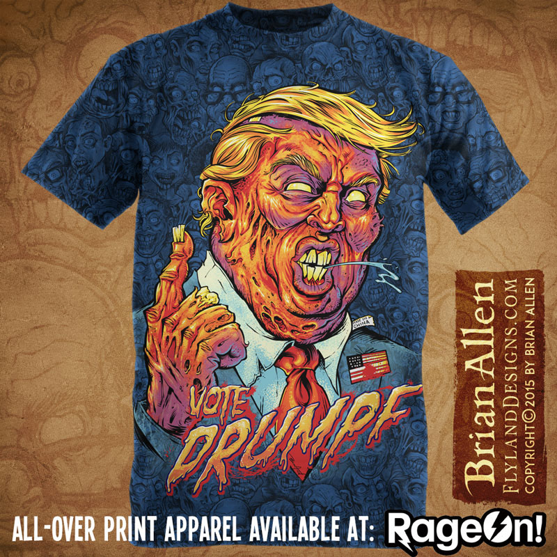 Trump zombie t-shirt tribute politics Parody funny cartoon Character