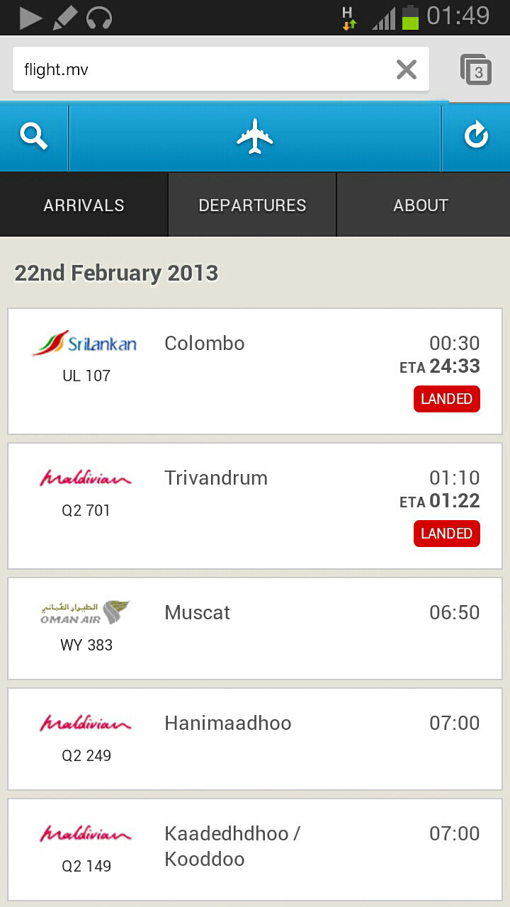 flight schedule Mobile app Maldives