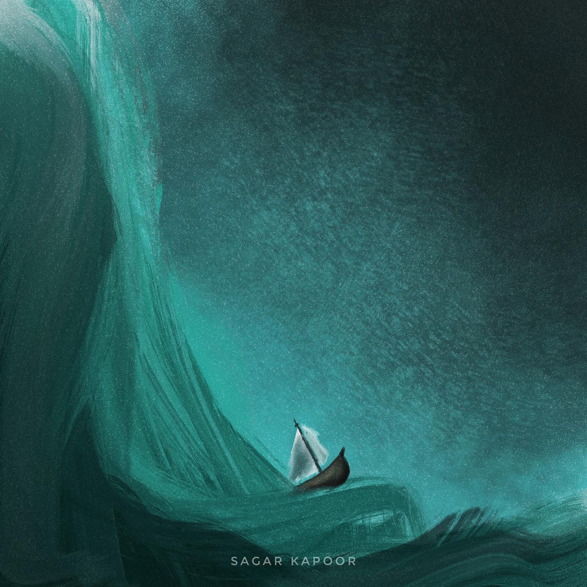 dark gloomy ILLUSTRATION  Procreate PROCREATE ART sailing ship ship illustration storm