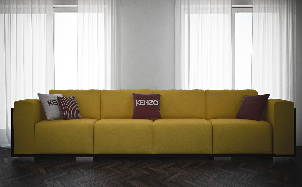 place vendome kenzo sofa 3D 3ds 3ds max vray Render model modeling 3D model