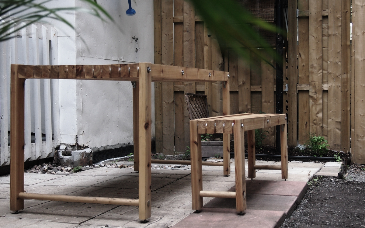 table Outdoor Cedar cèdre City Garden furniture bench nuts jardin ecodesign écoconception mobilier