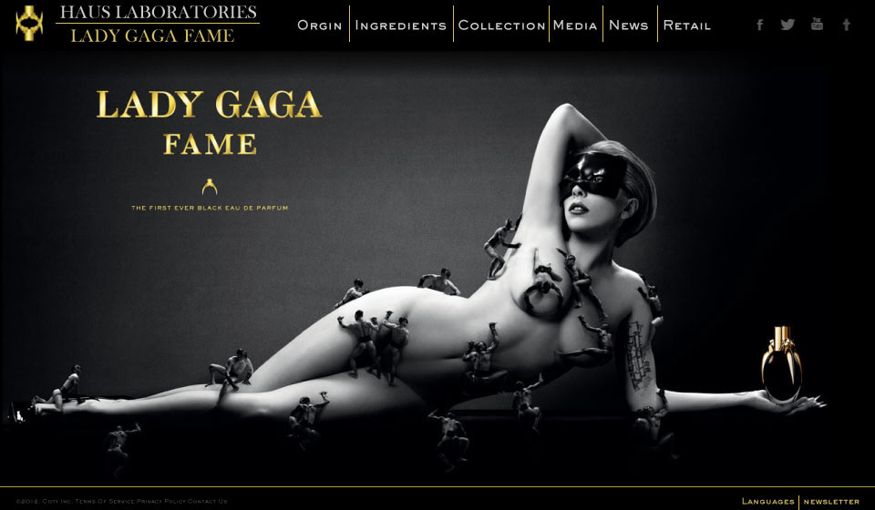 Website student project Lady Gaga perfume the fame