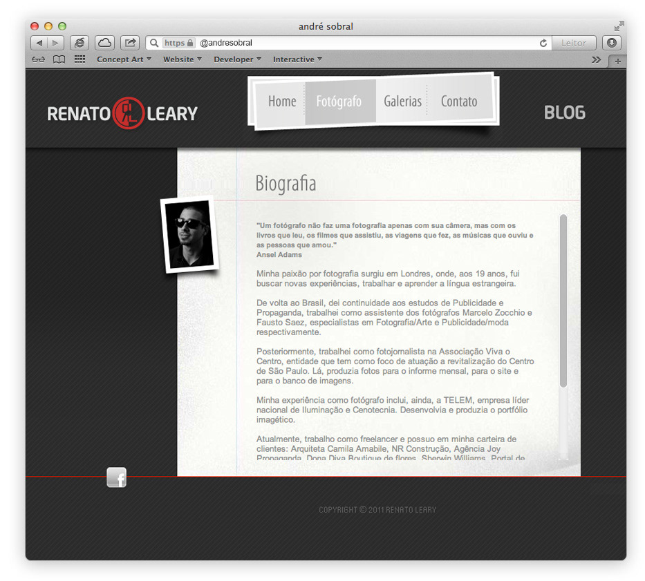 Mockup Website webdesigner WebDesing criação art site andre sobral concept developer programmer Renato Leary