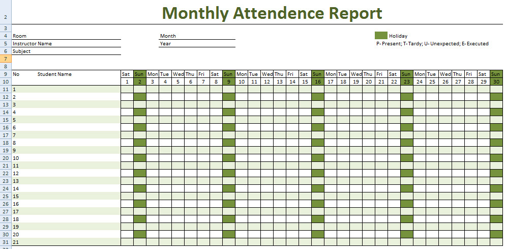 employee attendance tracking template