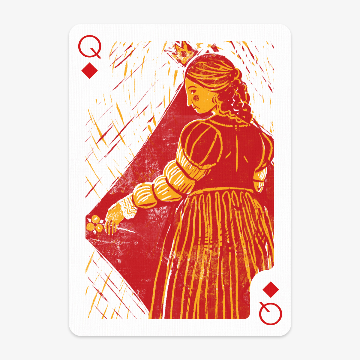 playing card Playing Cards queen of diamonds design lino lino print lino cut digital lino print queen crown