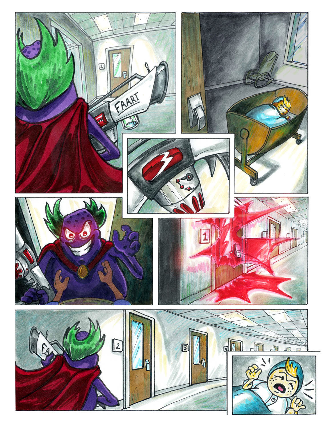 villain baby hospital markers digital Graphic Novel Comic Book