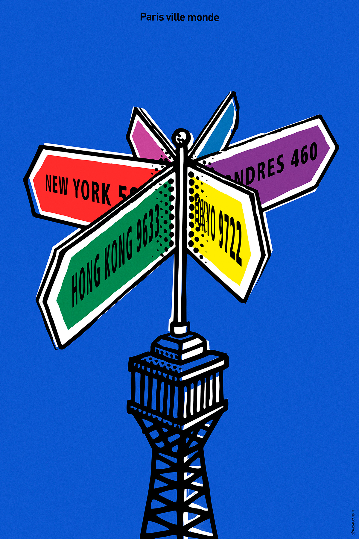 poster ville Paris world monde diversité cultural communication Mondiale Dynamism penninghen esag Ethnic flag eiffel tower