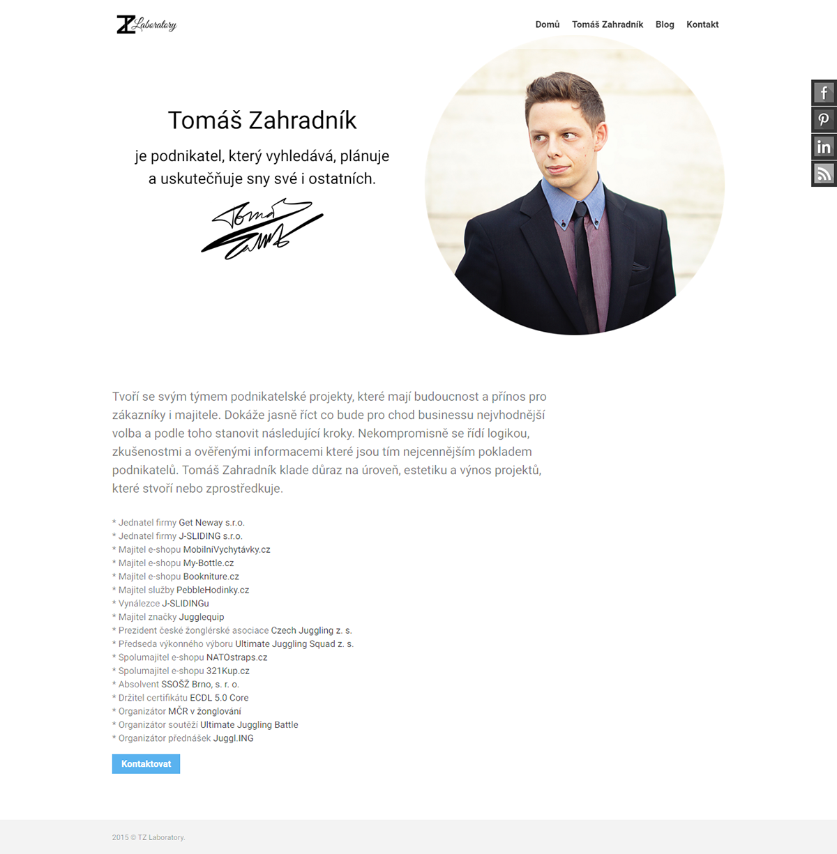Tomáš Zahradník personal brand