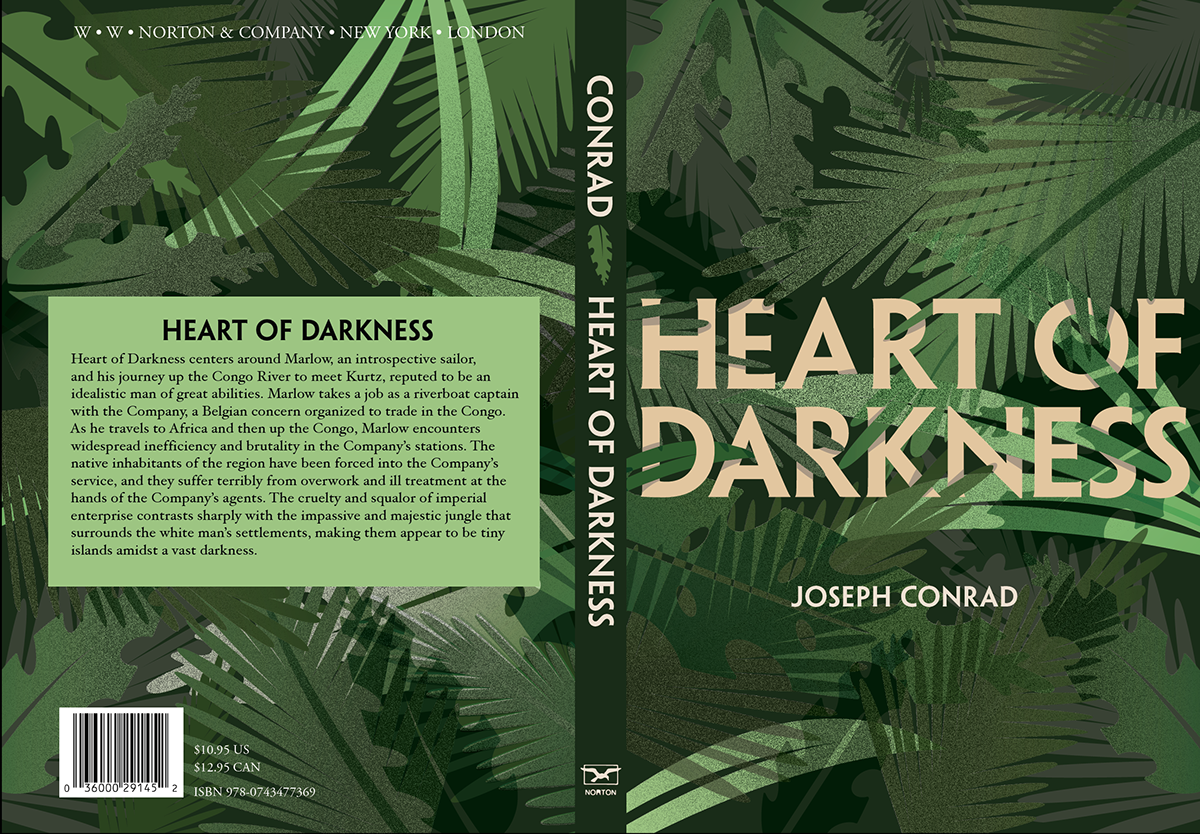 book cover Heart of Darkness jungle cover design typography   HAND LETTERING
