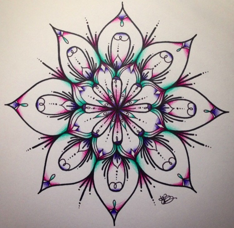 doodle draw sharpie colored pencil circles pattern geometry design zen zendala