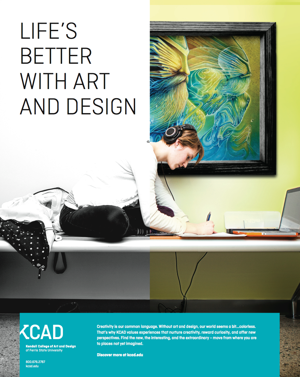 KCAD ad concept bw color school educational college kendall