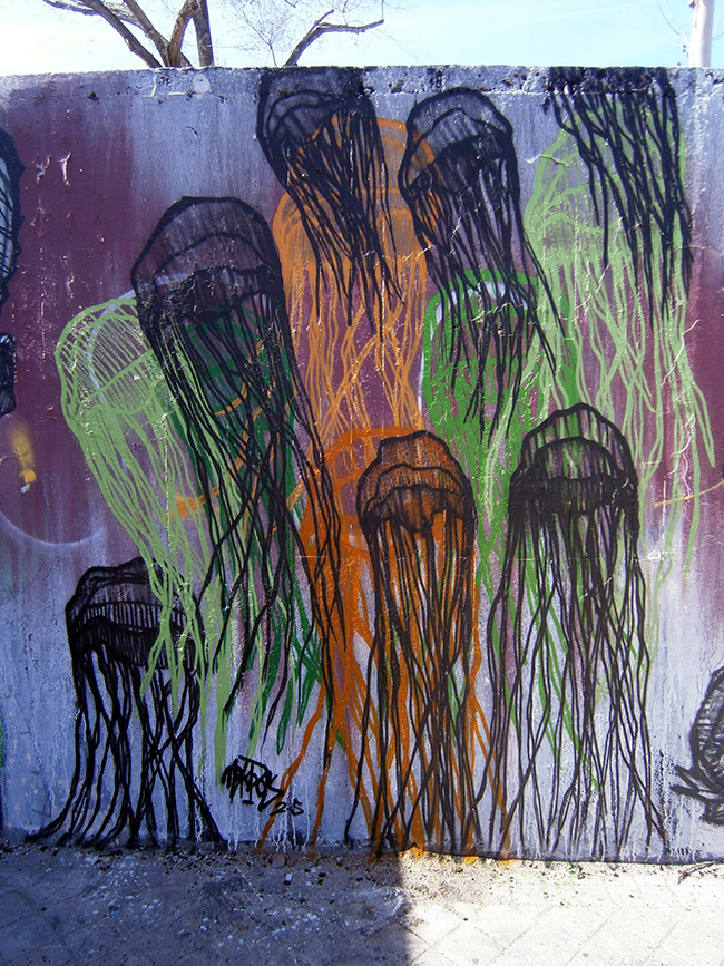 jellyfish spray spraypaint wall black colors cans