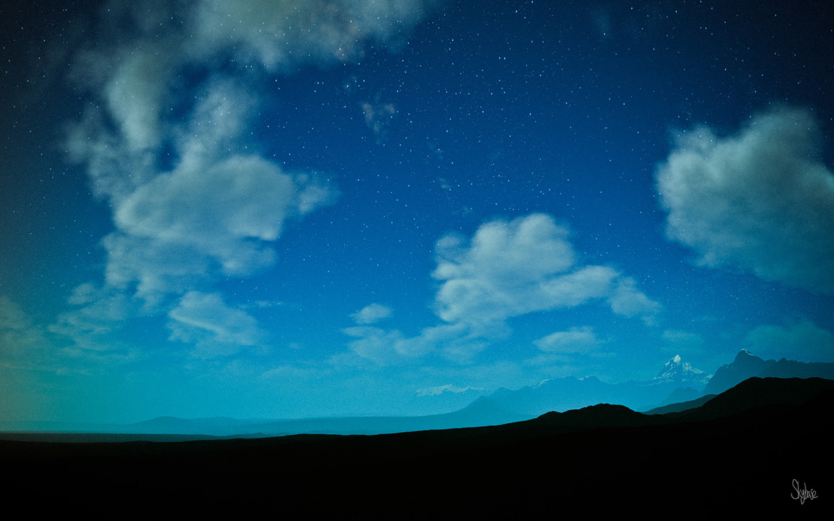 3D Procedural landscapes quiet blue realistic