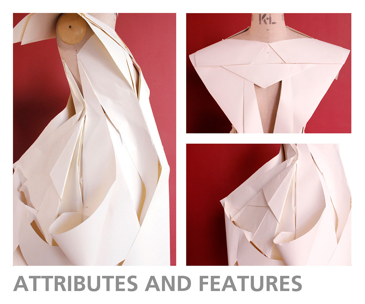 origami  feathers dress Structured layered experimental wings birds garment apparel organic