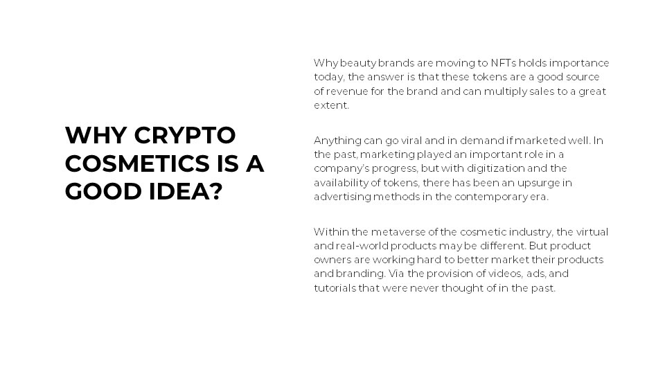 bold brand concept Cosmetic crypto marketing   nft skin strategy sure