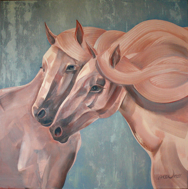 art  painting  acrylic  Horses  canvas  soft gamma