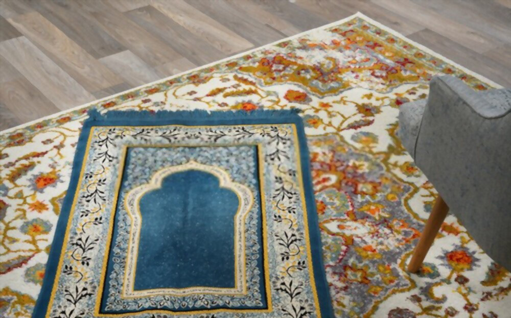 beautiful blue prayer mat