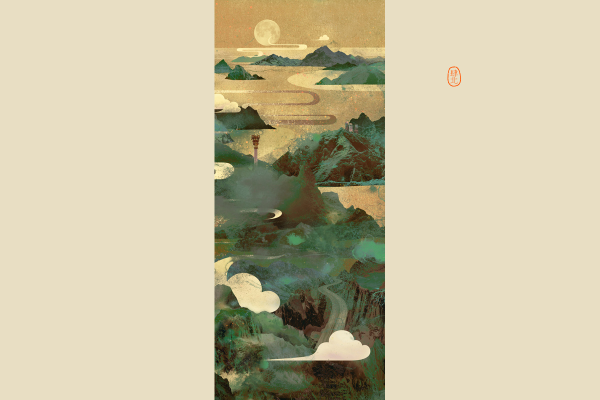 Shan-shui Chinese traditional painting 山水 shanghai panorama 金碧山水