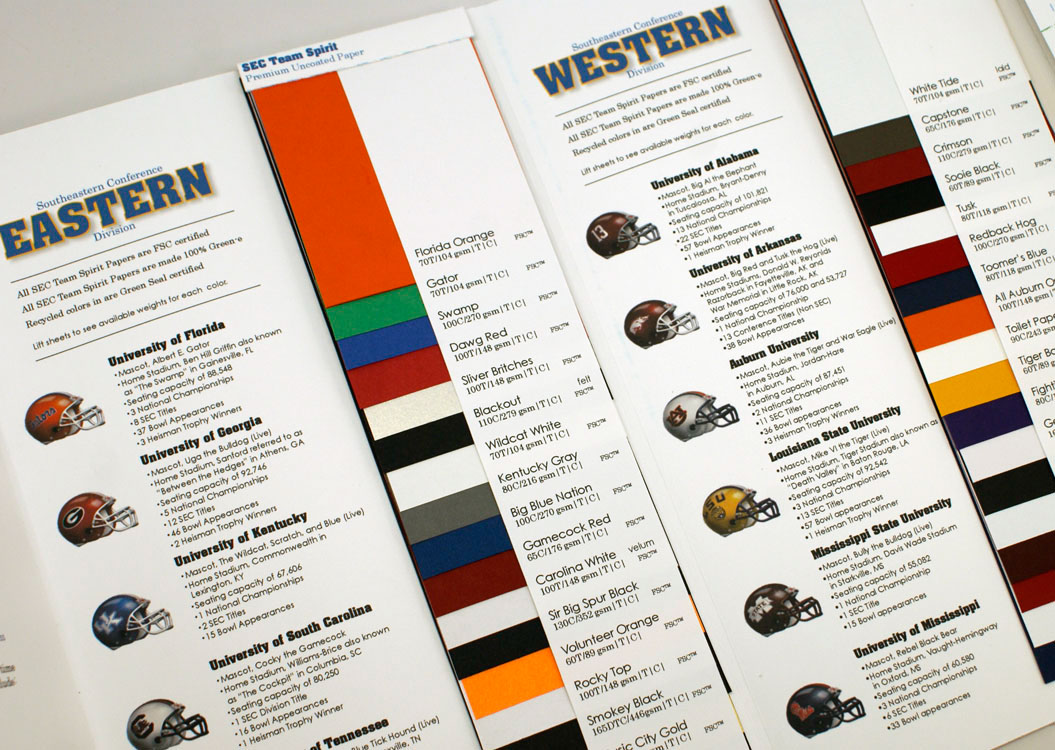 SEC  Football  sports  swatchbook paper modified roll fold