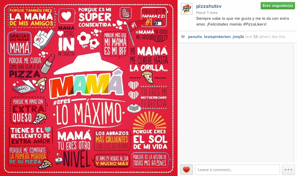 Pizza Hut El Salvador ads Pizza mother day box type design logo