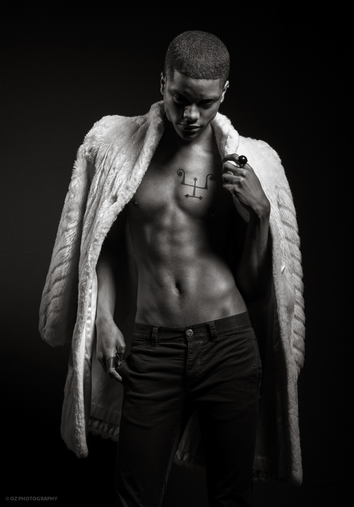 Fur coat male model low-key editorial black model citizen Magazine Cover Fashion 