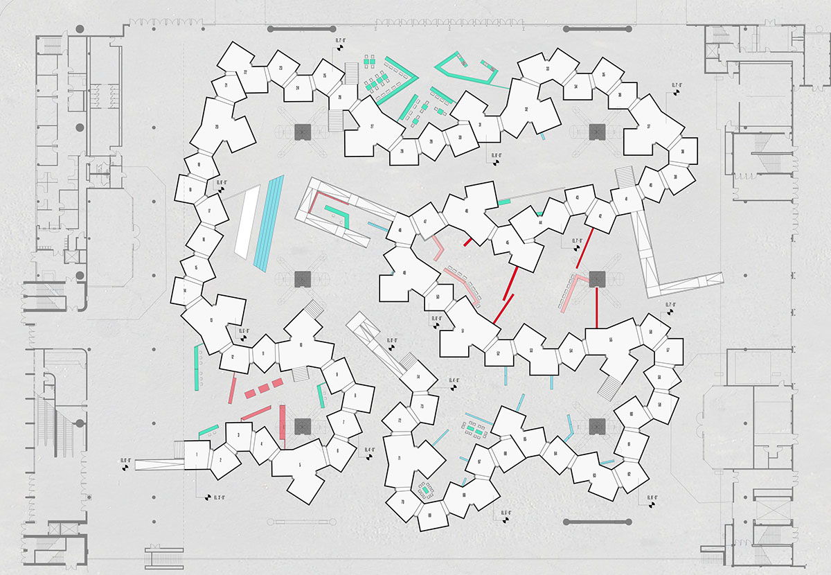 art Fair Exhibition  booth gallery conceptual diagram floor plan 3D rendering aggregation Case Study