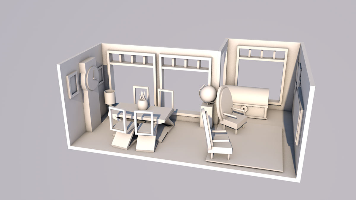 3D Cinema 4d c4d Isometric rooms house modelling Bike Technology