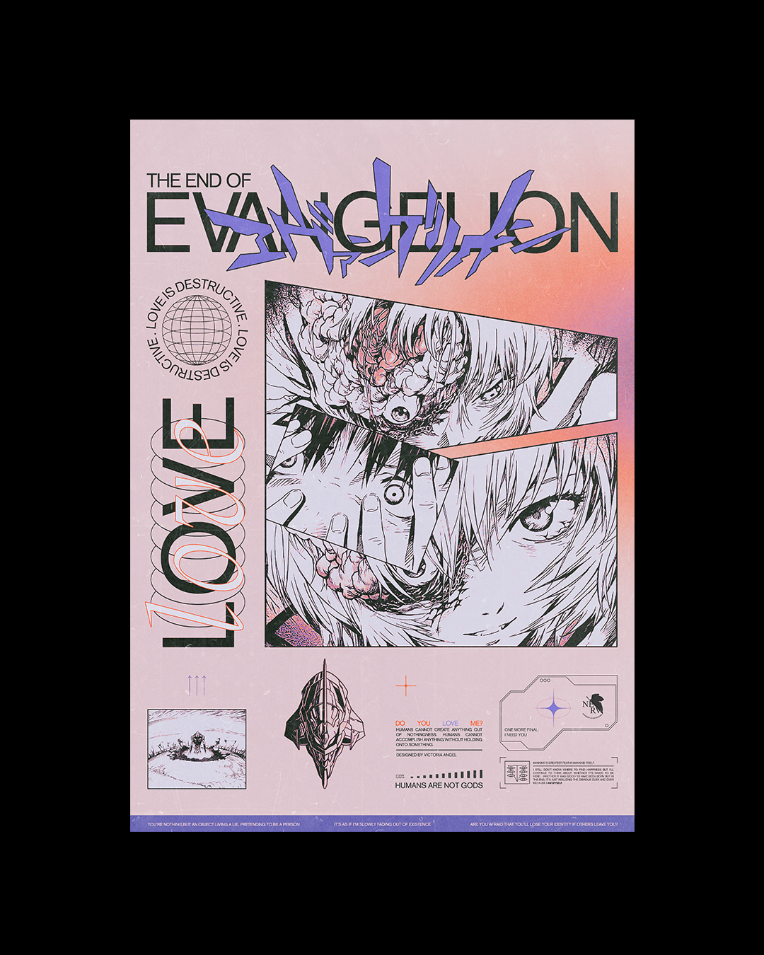 anime design evangelion hellsing manga poster typography  