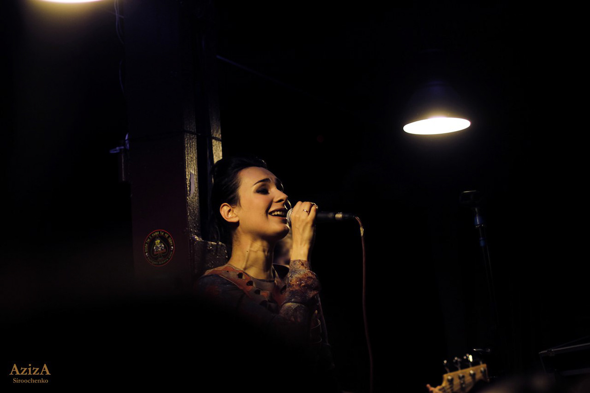 woman girl portrait Singing musician club night Stage emotions kryhitka Lviv