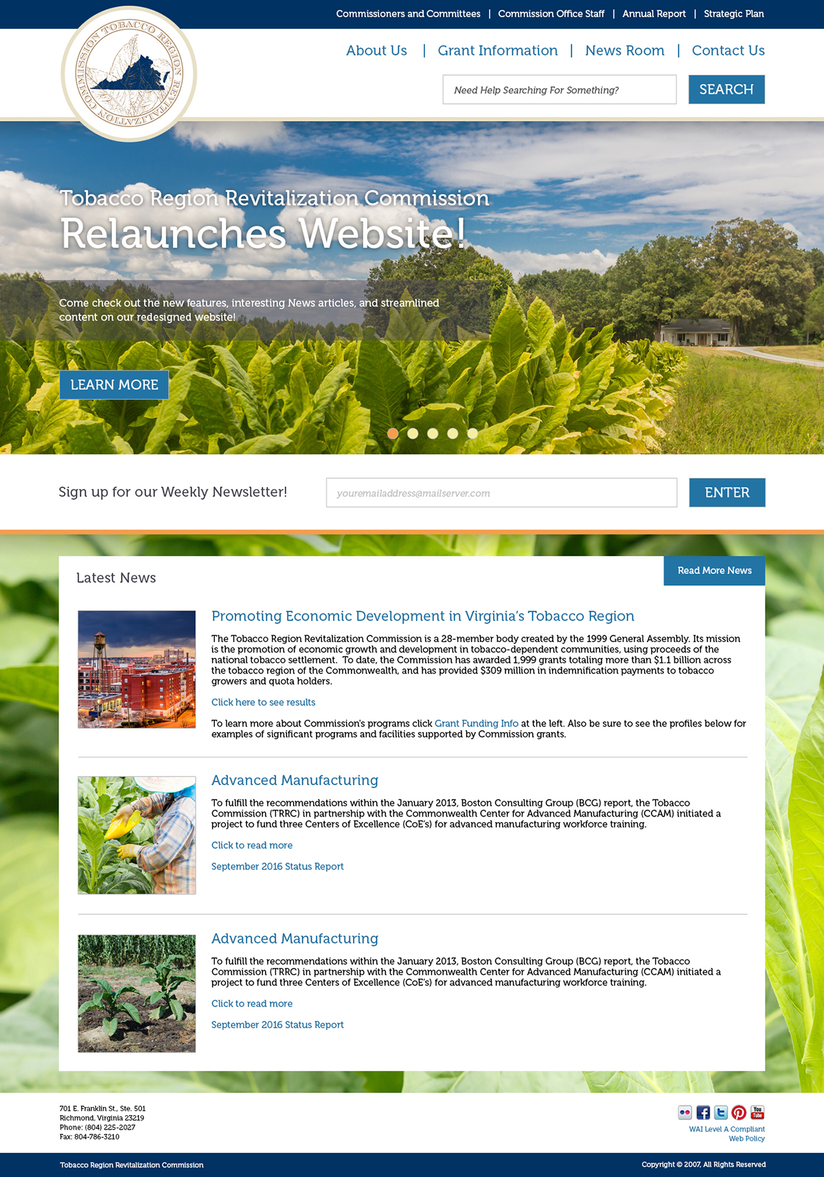 va tobacco Web design impact makers ux wordpress region revitalization creative