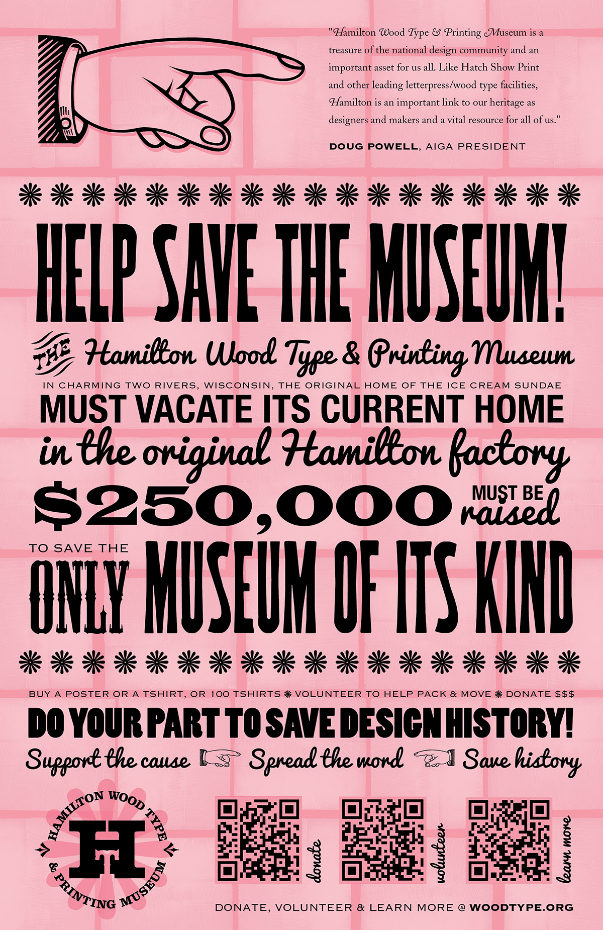 digital Hamilton hamilton wood type hamilton museum poster pink print deisgn letterpress