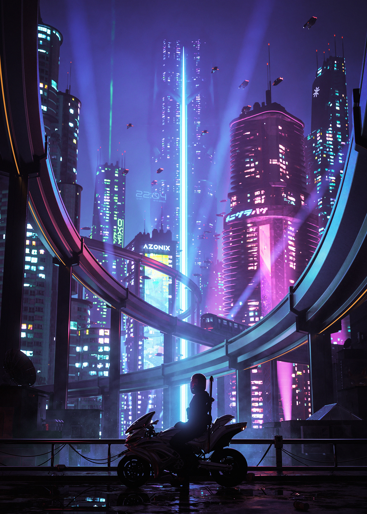 3D 3d art Cyberpunk future futuristic neon sci-fi science fiction Scifi