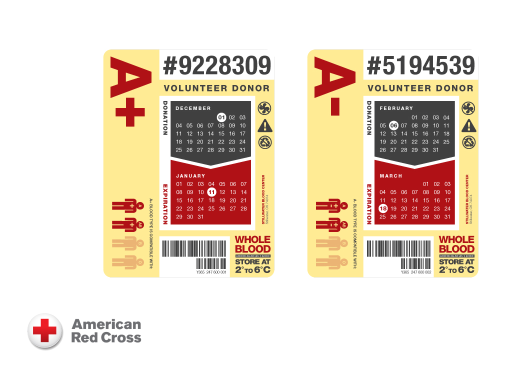 Blood Bag Labels Red Cross