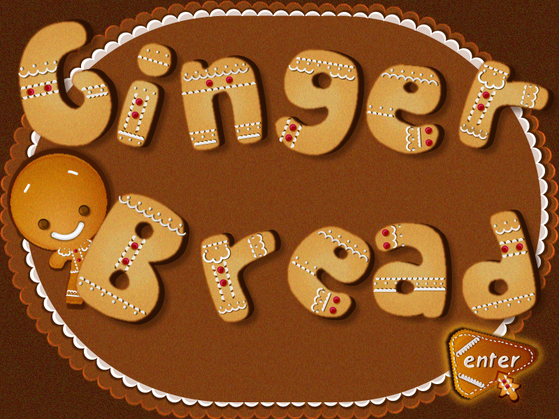 interface design e-card ginger bread Christmas