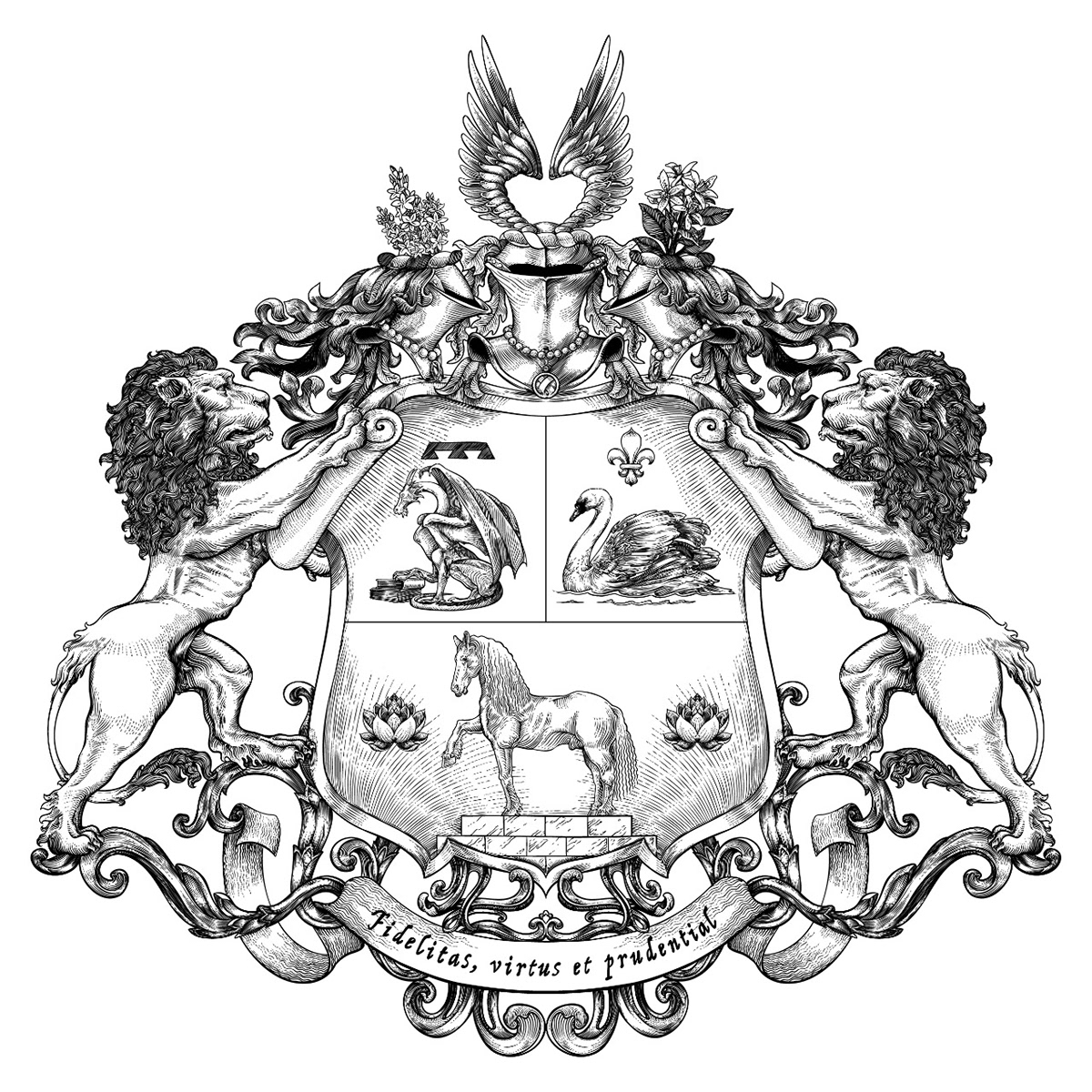 brand brand identity coat of arms Drawing  heraldic heraldry identity luxury typography   vector