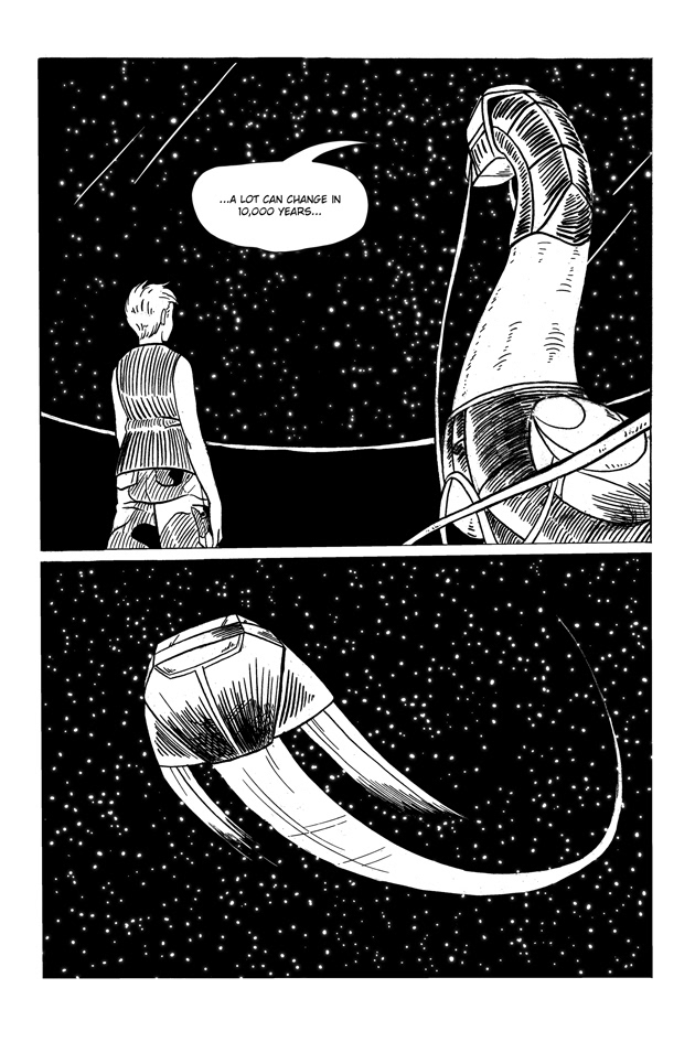 comics comic Webcomic the last cowboy science fiction nocturne alien aliens Planets Space  drama color black and white ink inking
