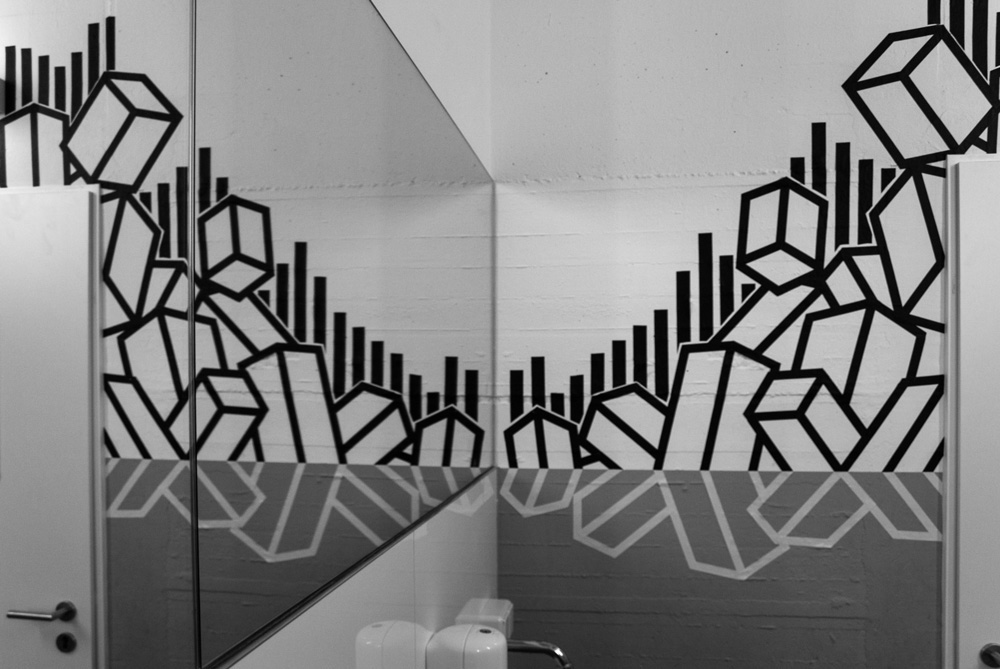 tape art tapeover Tapeart tape artist tape blocks flying steps Mural lines abstract