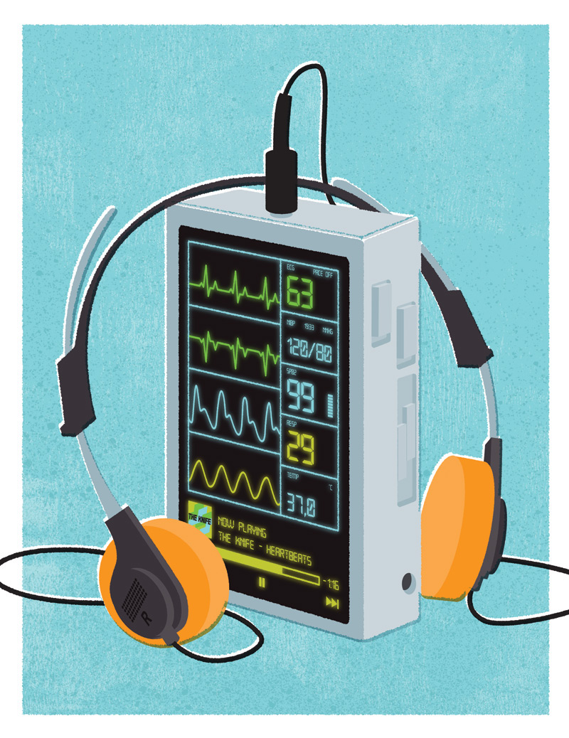 Health app home testing walkman watch digital heartbeat ECG heart monitor Retro medical test patient doctor consult